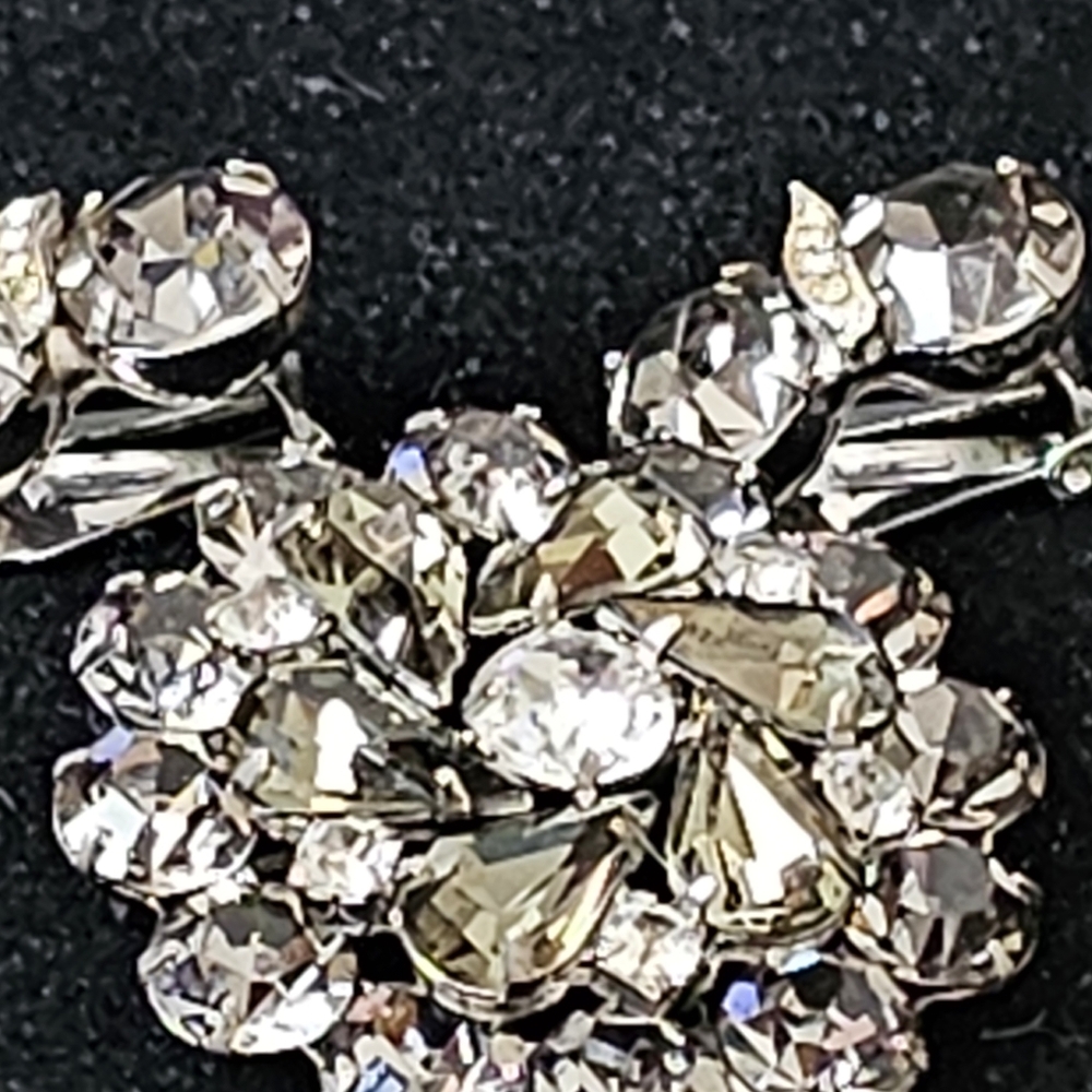 WEISS 3 PIECE SET CLIP EARRINGS AND PIN.